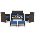 thumbnail image 6 of Gymax 6 PCS Patio Furniture Set w/ 1 Loveseat 1 Coffee Table 2 Armchairs 2 Ottomans Blue, 6 of 7