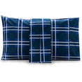 thumbnail image 2 of Mocassi Pattern Printed Pillowcases 2-Piece Set Egyptian Quality 1500 Thread Count Timeless Classic Designs Soft and Smooth Weave, Wrinkle Resistant, Plaid King Pillowcase, Navy, 2 of 2