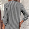 thumbnail image 4 of qolati Women's Striped Long Sleeve Shirts Casual V Neck Button Rolled Sleeve Tunic Blouse 2024 Summer Loose Beach Holiday Dressy Tee Tops, 4 of 7