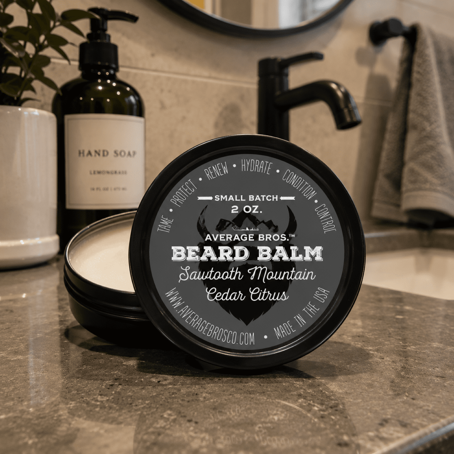 Average Bros Sawtooth Cedar Citrus Beard Balm, 2oz.