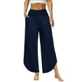 thumbnail image 6 of Pants for Women Women's Plain Color Home Commuter Pants Loose Wide Leg Straight Ninth Pants, 6 of 6