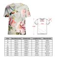 thumbnail image 2 of Flower Hummingbird Womens Tops Women's Fashion Casual Short Sleeve Flower Print Round Neck Pullover Top Blouse, 2 of 6
