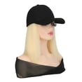 thumbnail image 1 of Chapeau de Baseball Long Droit pour Femmes avec Perruque Synthétique, 1 of 8