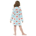 thumbnail image 4 of FORMRS Niños Bathrobe Unisex Hooded Robe Soft Plush Pajamas Sleepwear, Size 10-12T, Light Blue Checkered Heart, 4 of 7