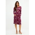 thumbnail image 2 of DEVOPS Women's Casual Long Sleeve Empire Waist Loose Dress with Pockets (Small, Flower Wine Red), 2 of 6
