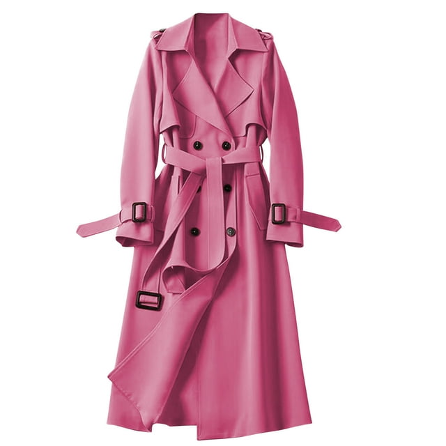 Manteaux d'Hiver pour Femmes, Boutons Solides, Poches, Col Rabattu, Coupe-Vent à Double Boutonnage