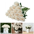 thumbnail image 2 of Lifelike Realistic Silk Rose Bouquet Floral Arrangement Centerpiece With Petals Natural Design For Home Wedding Party 15PCS, 2 of 6