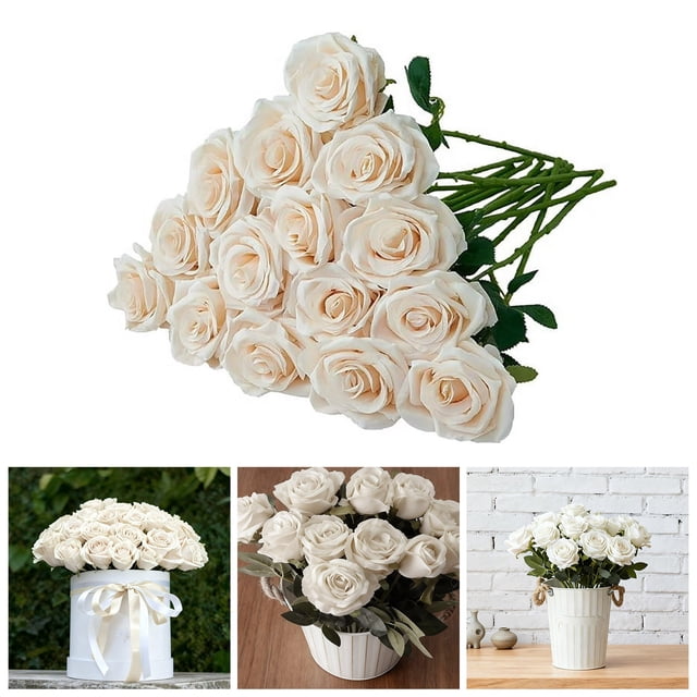 Bouquet de Roses Réaliste pour la Maison et les Événements avec Arrangements Floraux en Soie Réalistes Centres de Table Pétales et Design Naturel pour Espaces Intérieurs Élégants 15 Pcs