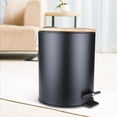 thumbnail image 3 of Mini Bathroom Trash Can with Bamboo Lid , Round Step Garbage Container Bin with 5L Black, 3 of 8