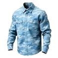 thumbnail image 3 of Ceisia Men's Long Sleeve Camo Print Shirt Vintage Slub Cotton Casual Button Down Lapel Collar Relaxed Fit Top Light Blue Gifts for Father 2X, 3 of 3