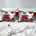 thumbnail image 3 of YST Boys Geometric Check Bed Sheets Queen Red Glitter Sequins Grids Kids Bedding Set Black Grey Abstract Square Stripes Fitted Sheet Modern Geometry Fitted Bed Sheets Room Decor（No Top Sheet）, 3 of 5