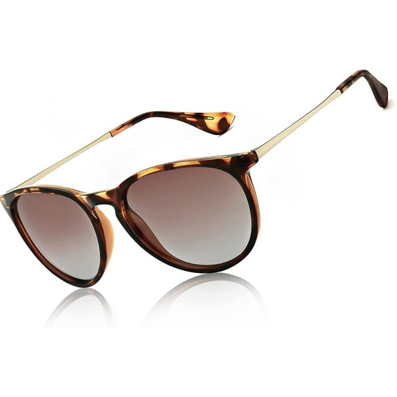 QiShi Vintage Round Sunglasses for Women Men Classic Retro Designer Style-Leopard