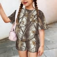 thumbnail image 5 of Grblisyd Girls Two Piece Sets Camo Maple Leaf Print Clothes Loose Short Sleeve Crew Neck Tshirts and Elastic Waist Shorts Casual Summer Outfits Size 7-8, 5 of 6