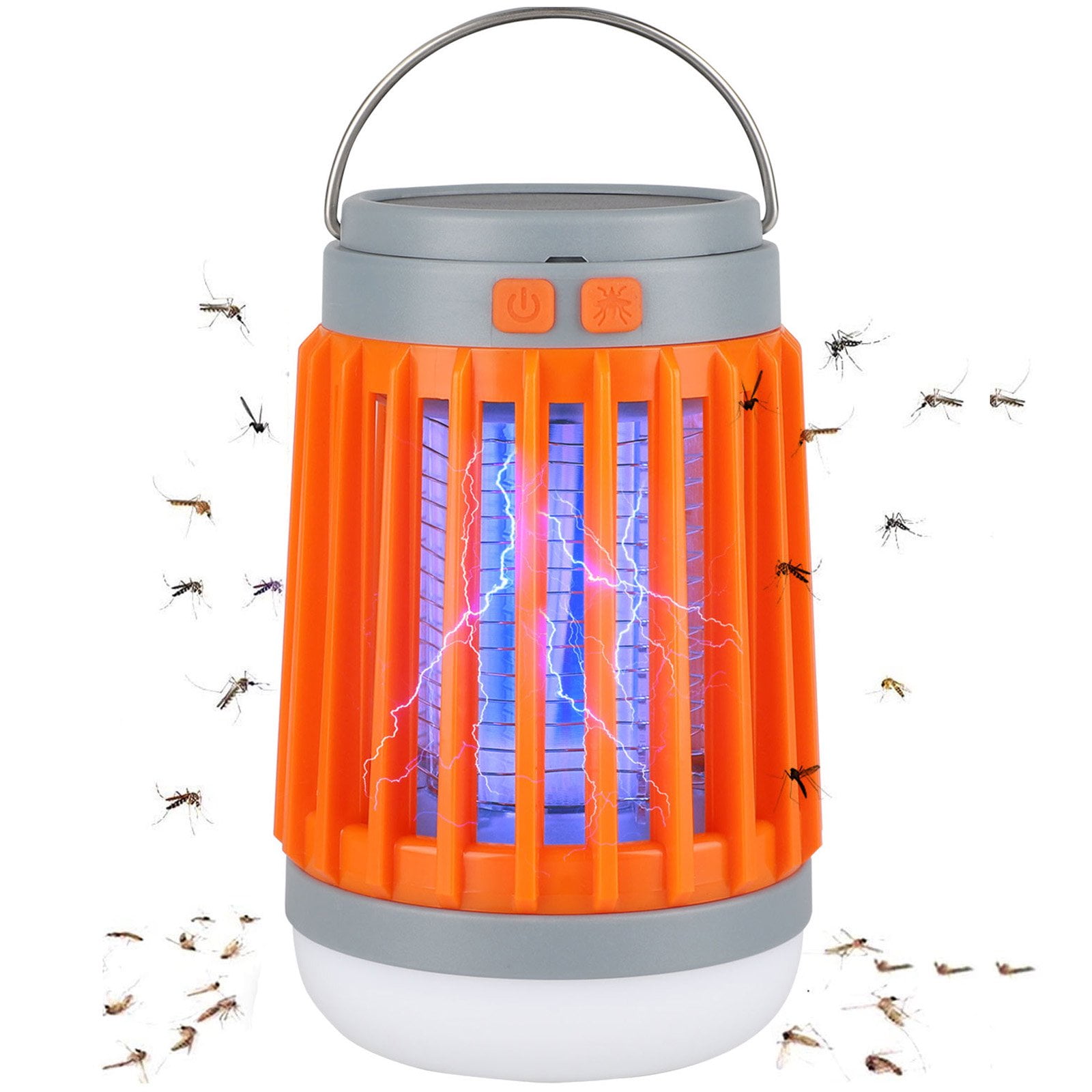 SHELLTON Solar Bug Zapper for Outdoor and Indoor, Waterproof Insect Fly Pest Attractant Trap Light, USB Electric Mosquito Killer Lamp for Backyard Patio Home Camping, Orange