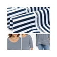 thumbnail image 6 of GRACE & GRANDEUR Women's Plus Size Mother's Day Easter Striped Tops Scoop Neck Loose Casual Tunic Top 3/4 Sleeve Crossover High Low Hem Blouse 3X Navy Blue, 6 of 7