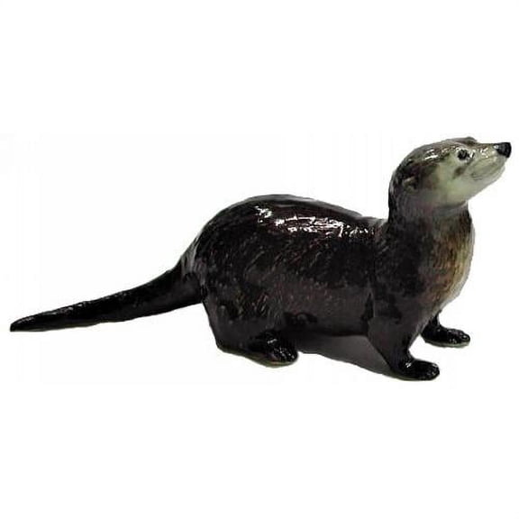 Northern Rose Black River Otter Hand-painted - Home Decor Reptile Decorative Figurine Birthday Gift - Miniature Porcelain Figurine