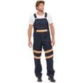 thumbnail image 4 of NotusWears Men's Hi-vis Bib Overall Denim Heavy-Duty Workwear With Reflective Stripes Multi-Pockets Jeans Dungaree Orange Dark Blue W40-L32, 4 of 6