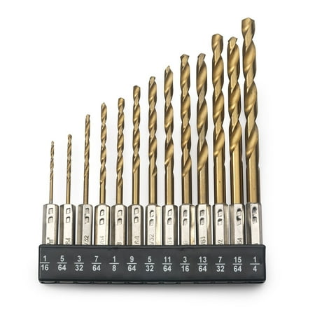 Tooluxe 10171L 13-Piece Titanium Drill Bit Set | 1/4-Inch Hex (Best Drill Bit For Drilling Out Bolts)