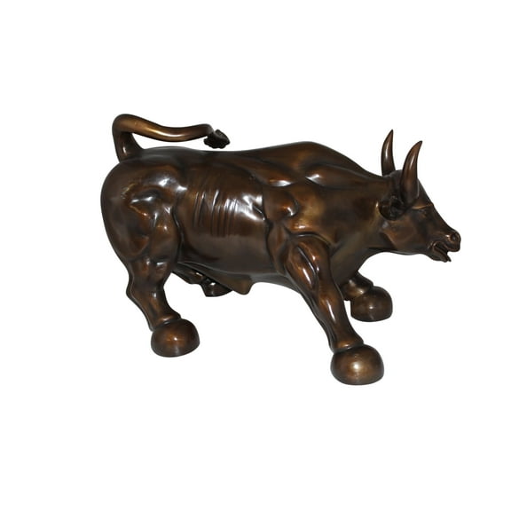Wall street Bull -large Bronze Statue -  Size: 28"L x 16"W x 22"H.