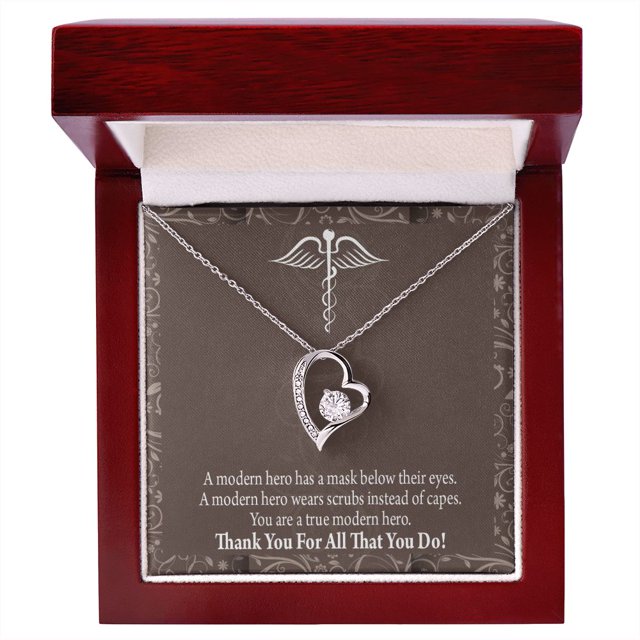 Appréciation de Héros Médical pour Toujours Collier w Carte de Message