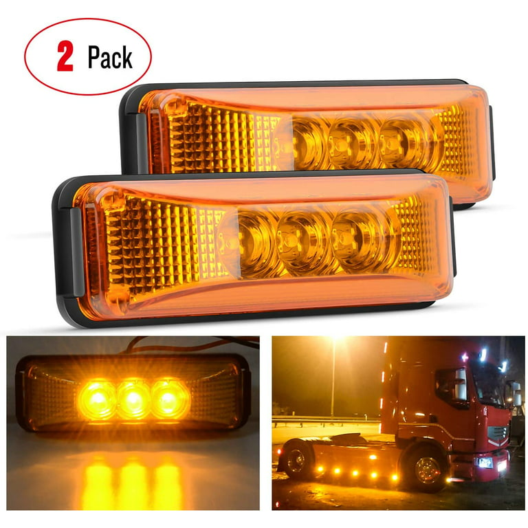 Nilight 2PCS 3.9” 3 LED Truck Trailer Amber Light Front Rear LED