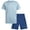 Light Blue Navy, variant on Boys Short Set - 2 Piece Short Sleeve Active Shirt and Gym Shorts Boys Athletic Set (8-12)