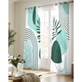 thumbnail image 5 of Boho Geometric Sheer Curtains 84 Inch Length 2 Panels Set for Living Room/Bedroom, Aqua Ethnic Abstract Stripes Leaves Kitchen Curtains Grommet Semi-Sheer Curtains Drapes Window Treatments 52"x84"x2, 5 of 7