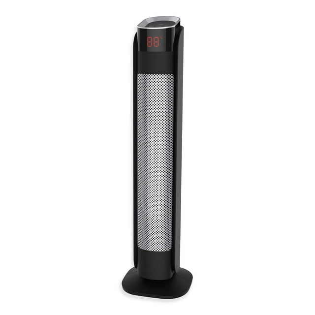 Oscillating Tower Ceramic Room Heater + Fan with Remote Control & Thermostat | 1500W, LED display. 2 Heat settings | 30” Inch certified Refurnished ) 7365