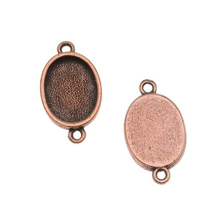 Copper Oval Links - Nunn Design Antiqued Copper Plated Bezel Pendant Oval Link 14mm