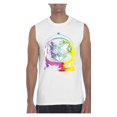 thumbnail image 1 of MmF - Men's Graphic T-Shirt Sleeveless, up to Men Size 3XL - Space Cat, 1 of 5