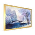 thumbnail image 2 of Bridge Of Meandering River With Winter Scenery III 20 in x 12 in Framed Painting Canvas Art Print, by Designart, 2 of 4
