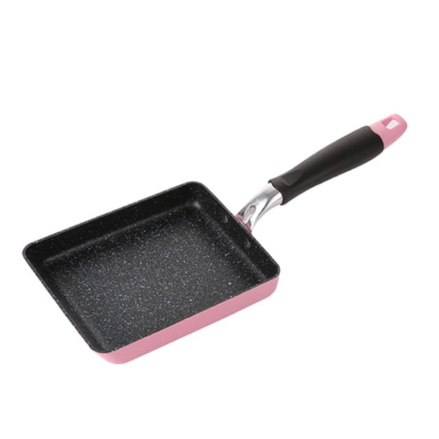 Sartén de acero inoxidable, sartén antiadherente cuadrada, sartén de cocina, utensilios de cocina, negro y rosa Inevent HA004537-03