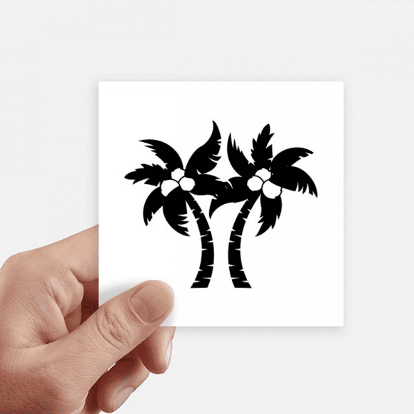 Black Coconut Tree Outline Sticker Square Waterproof Stickers Wallpaper Car Decal