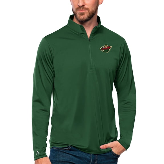 Men's Antigua Green Minnesota Wild Tribute Quarter-Zip Pullover Top