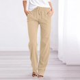 thumbnail image 2 of Summer Lightweight Pure Cotton Pants for Women Simple Style Solid Color Drawstring Casual Pants Loose Comfy Wide Leg Pants, 2 of 5