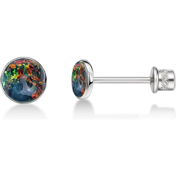 Limerencia Hypoallergenic G23 Implant Grade Titanium Screw Back Earrings Tragus 20G Helix F136 Piercing Post for Women's Sensitive Ears Cartilage (Black Opal)