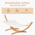 thumbnail image 3 of Outsunny Outdoor Hammock with Stand, Extra Large Heavy Duty Wooden Frame, No Tree Needed, 12.8' Indoor Outside Boho Nap Bed, Natural Cotton, White, 3 of 9