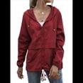 thumbnail image 3 of Impermeables para Mujer, Impermeables, Resistentes Al Viento, Ajustables, con Capucha y Bolsillos. Vino Tinto XL, 3 of 9