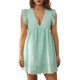 thumbnail image 4 of VISgogo, vestido informal para mujer, verano, cuello en V, manga volante, encaje, Jacquard, Color sólido, vestidos sueltos con pantalones cortos forrados VISgogo moda, 4 of 9