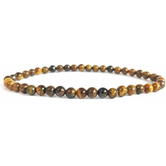 2 Pc Tiger Eye Beaded Bracelet 4mm Round Natural Tiger Eye Beads Bracelet European and American Retro Simple Versatile Stretch Bracelets for Man Women Costume Jewelry Gifts Colorful