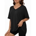 thumbnail image 2 of MOYIKO Oversized T shirts for Women V Neck Short Sleeve Loose Tees Summer Casual Basic Tops, 2 of 7