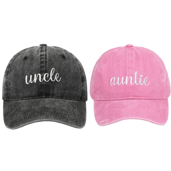 Uncle Embroidered Baseball Cap, Washed Black Distressed Denim Dad Hat with Text Design, Adjustable Casual Hat for Men, Pregnancy Announcement Gift for New Uncle, Matching Couple Cap