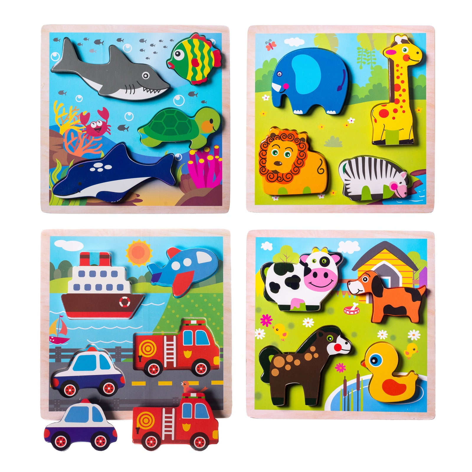 Eliiti Wooden Chunky Puzzles Set for Toddlers 2 to 4 Years ...