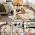 thumbnail image 5 of Easter Cute Bunny Round Area Rug 3Ft Washable Small Circle Rugs for Kitchen Entryway, Eggs Spring Daisy Flowers Vintage Non-Slip Carpet Floor Mats Indoor Outdoor Carpet Runner Aesthetic Home Decor, 5 of 8