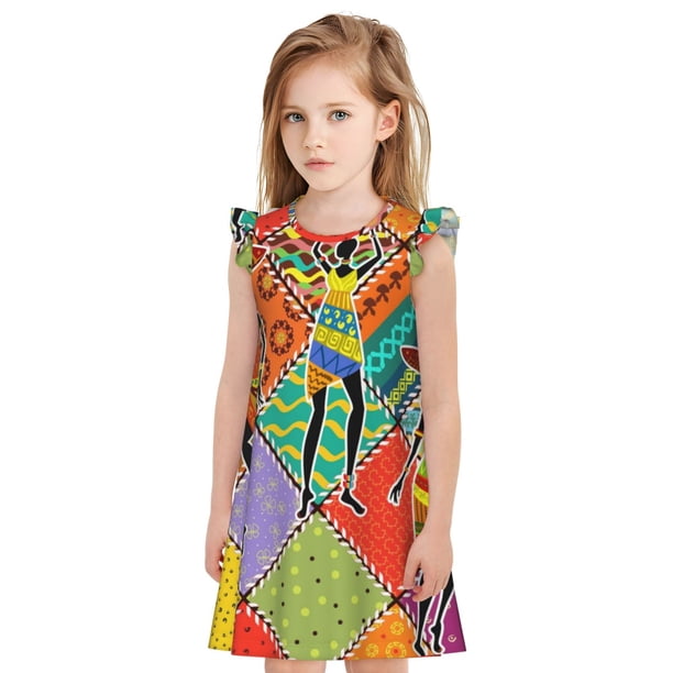 Balery Dancing African Womans Camisón de princesa para niñas, pijama de algodón con mangas abullonadas, suave y bonito.-X-Large
