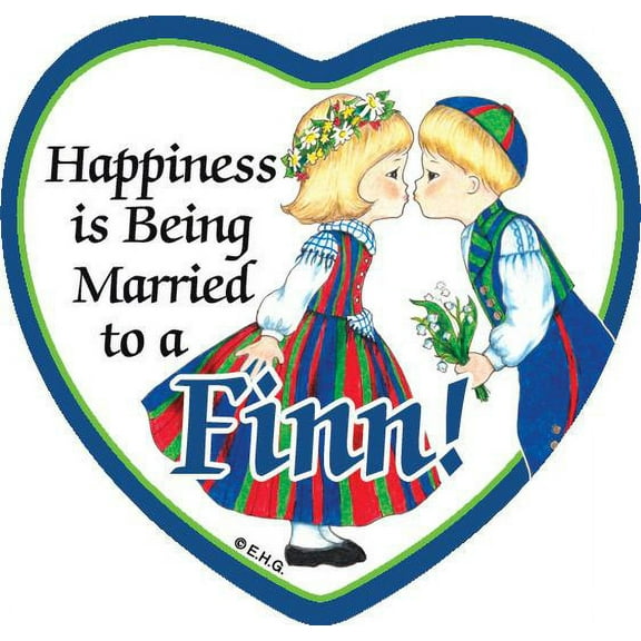 Oktoberfest Haus Multicolor Ceramic Magnetic Heart Tile: Married To A Finn for Home Decor and Fridge Refrigerator Magnet