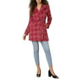 thumbnail image 2 of INSPIRE CHIC Women's Plaid Shawl Collar Belted Wrap Winter Coat L Red, 2 of 7