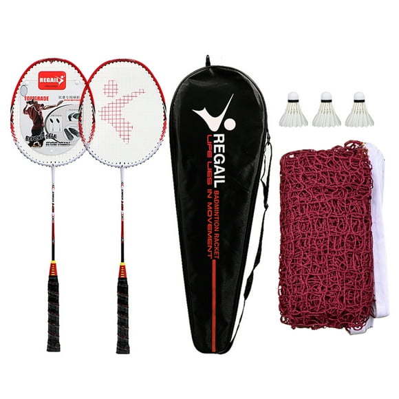 Racquets de Badminton 2 Joueurs avec 3 Volants Sac de Transport et Filet de Badminton pour les Jeux de Loisirs en Famille