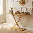 thumbnail image 4 of Costway 57” Solid Wood Console Table, Narrow Farmhouse Sofa Table with Teak Wood Frame Natural-57”, 4 of 11