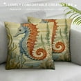 thumbnail image 3 of Nawypu   Throw Pillow Covers Vintage Coastal Nautical Beach Shells Square Cushion Cases Burlap Toss for Living Room Couch Bed (Colorful), 3 of 5